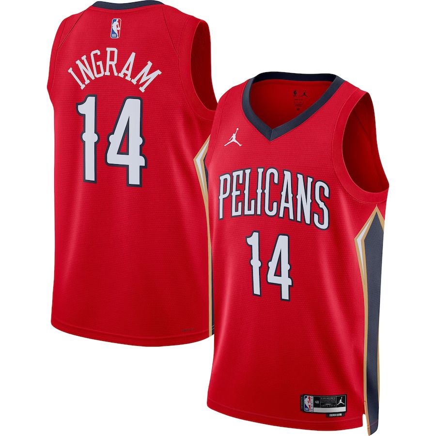 Men New Orleans Pelicans 14 Brandon Ingram Jordan Brand Red 2022-23 Statement Edition Swingman NBA Jersey